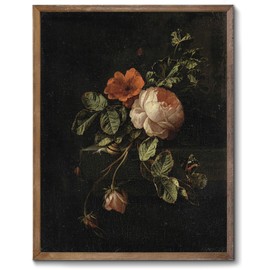 RETRART Vintage Wall Art, Vintage Floral Wall Art Prints - Moody Dark Academia Decor for Rustic Aesthetic - 11" x 14" Unframed Canvas Prints for Bedroom Living Room Bathroom Wall Decor
