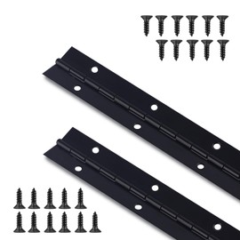 2PCS Heavy Duty Piano Hinge 24 Inch x 1.2 Inch Open Width Stainless Steel Black Continuous Hinge for Cabinet, Door, DIY Wood Boxes, 0.047" Leaf Thickness