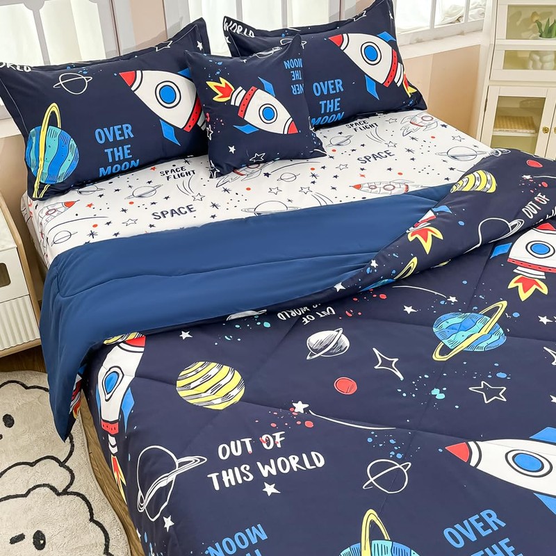 Megamayga Kids Space Comforter Set Twin Size - 6 Pieces