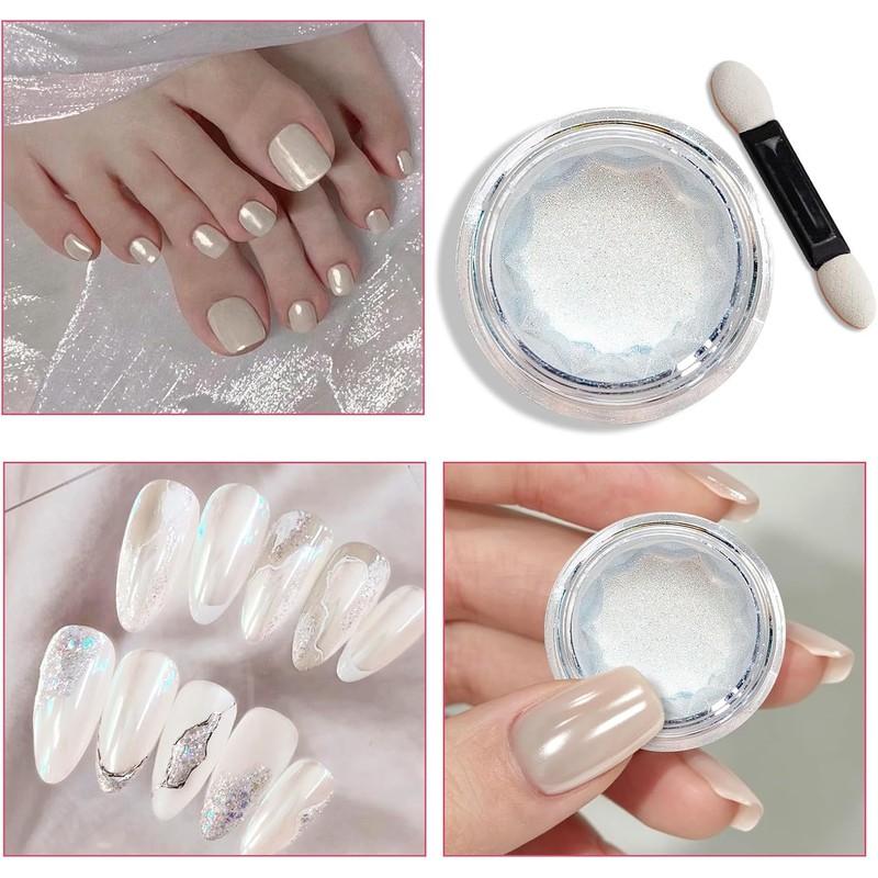 CHERIMOYA Polvo para Uñas Efecto Metálico Luz de Luna con