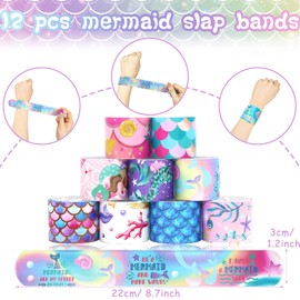 Mermaid Party Bag Fillers for Kids Boys Girls, 42Pcs Mermaid Assorted Toys Pinata Filler with Slap Bands Gift Bags Stickers Keychains Trick & Treat Goody Bag Fillers for Christmas Party