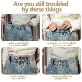 KQOZG 12 verstellbare Messing-Jeansknöpfe DIY Metall-Hosen-Ersatzknöpfe (kein Nähen erforderlich) mit Schraubendreher und Aufbewahrungsbox (17 mm)