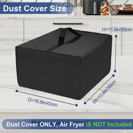NUENSS-ROR Air Fryer Cover for Ninja Air Fryer Pro XL AF181, Heavy Duty Waterproof Dustproof Heat-Resistant Air Fryer Protective Case, Kitchen Small Appliance Dust Cover (Black, 16.9"Dx13.8"Wx11.8"H)