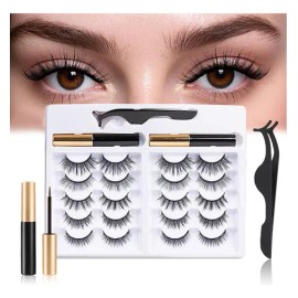 Kit de Pestañas Magnéticas Hapemein 10 con Aplicador y Delineador Resistente
