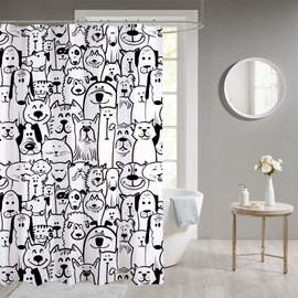 oflok Funny Cute Dog Shower Curtain for Kids Girls Boys, Funny Animals Dog Lovers Gift Bathtub Curtains Set, Vintage Country for Restroom Waterproof Bathroom Decor with 12 Hooks, 72x72 Inches(01)