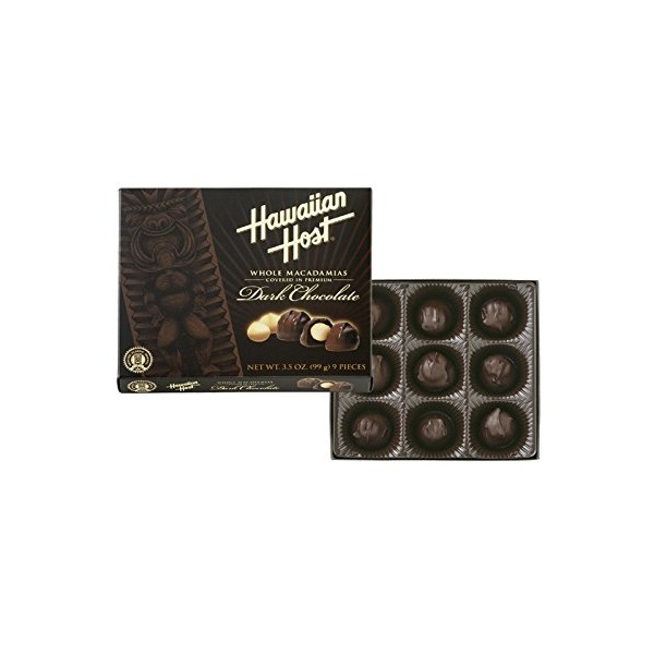 HAWAIIAN HOST CHOCOLATES Dark Chocolate Macadamia Nuts, 3.5-Ounce Boxes (Pack of 4)