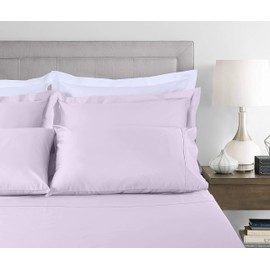 Threadmill Cotton Full Size Sheet Set, Deep Pocket, Fade Resistance, 500 Thread Count, Solid 4-Piece Bed Sheets for Full Size Mattress (1 Flat, 1 Fitted Sheet, 2 Pillow Covers), Lilac