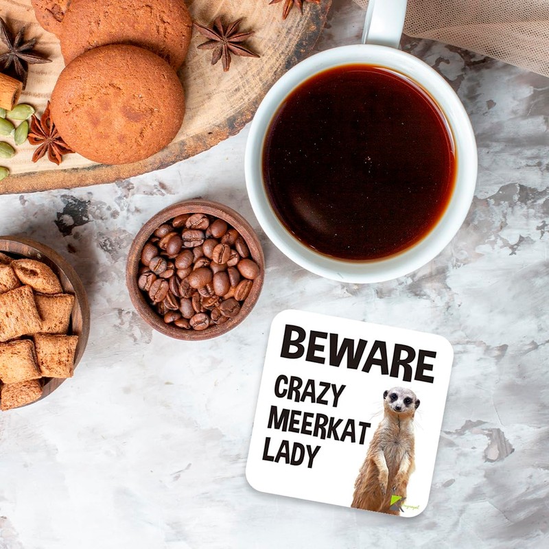 CS061 Beware Crazy Meerkat Lady Novelty Funny Coffee Tea Drink
