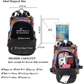 COFIHOME Fashion Backpack for Women Waterproof Rucksack Daypack Anti-theft Shoulder Bag Handbag Casual Travel Bag Hiking Backpack Purse with Pom Pom Keychain, Large, Multicolor