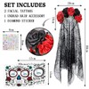 Carnival Headband and Veil Face Tattoo, Dia de los Muertos