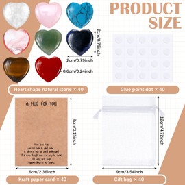 Motiskyy 40 Sets Pocket Hug Token Christmas Gift Bulk Hug Cards with Heart Shape Natural Stones Keepsake Exchange Relationship Cards for Colleagues Family Distance Social Celebration of Life(Pastel)