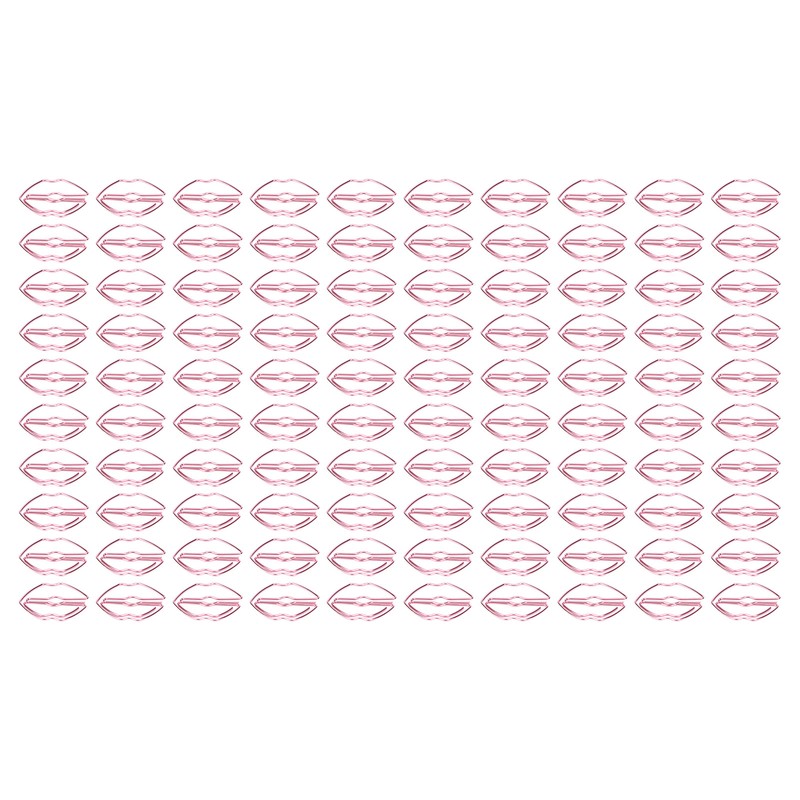 100pcs Paper Clips Portable Purple Lip Shape Rustproof Electroplated Metal