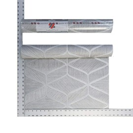 Wallcoveringsmart Gray Silver Bronze Metallic Faux Fabric Textured Geometric Wave Lines Wallpaper