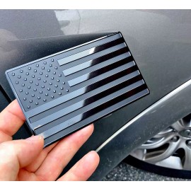 LAMZAL USA Black Metal Flag Emblem for Cars, Trucks 5"x 3" 1pcs