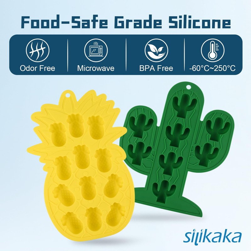 GC SILIKAKA UNIQUE ICE CUBE TRAYS FoodGrade Silicone Two Pineapple