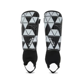 Diadora Youth Shin Guards - Single Hook-and-Loop Strap Shin Guards for Youth Soccer Players, Ankle Guard, Optical White/Black and Navy Colors Available, XXS-XL (Optical White/Black, Extra Small)