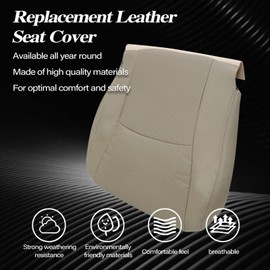 SecosAutoparts Tan Front Driver Side Bottom Perforated Microfiber Leather Seat Cover Replacement Compatible with Toyota Highlander 2008 2009 2010 2011 2012 2013