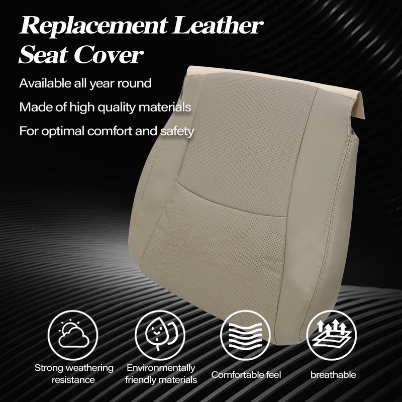 SecosAutoparts Tan Front Driver Side Bottom Perforated Microfiber Leather Seat