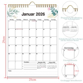 AEYAKA Wall Calendar 2025 Calendar A3 Planner German with Holiday Overview (White)