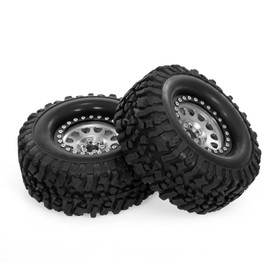 2PCS High Grip 2.2 Inch RC Rubber Tire Alloy Beadlock Rims Wheel Upgrade Parts for Traxxas Hsp Redcat Rc4wd  Axial scx10 D90 Hpi RC Crawler