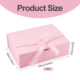 Craftdady Pink Gift Box with Ribbon for Presents Kraft Paper Gift Case for Small Business 7.48x10.24x3.15 inch Bridesmaid Proposal Box for Weddings Bridal Showers Graduations Birthdays All Occasion