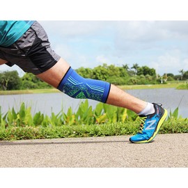 RYF Compression Knee Sleeve, Blue/Green, Medium