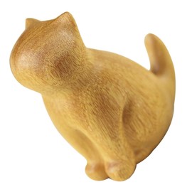 BIUDECO Cat Figurine Small Sitting Kitten Sculpture for Home Decoration Creative Desktop Ornament for Office Art for Living Room Bedroom and Study