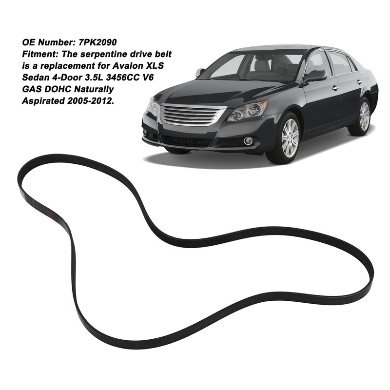 AC Compressor Serpentine Drive Belt 7PK2090 Rubber Oil Heat Resistant
