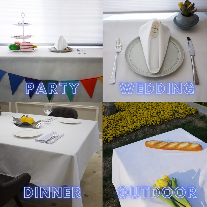 Weavric Rectangle Tablecloth, 52x114 Inches 132x290cm, Washable White Polyester Tablecloth
