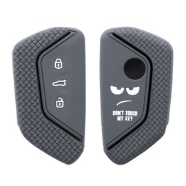 kwmobile Car Key Case Compatible with VW Golf 8 3-Button Car Key Case - Key Cover Don't Touch My Key White Grey Black