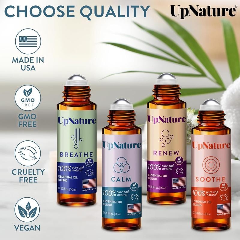 UpNature Essential Oils Roll On Set (4 Pack) Stress Relief