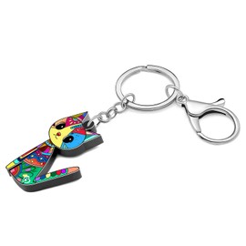 OUSIO Acryl Niedlich Bunte Katze Schlüsselanhänger für Damen Cartoon Haustiere Tiere Schlüsselringe Geldbörse Auto Rucksack Dekor Frauen Charme Urlaub Geschenke (Bunt)