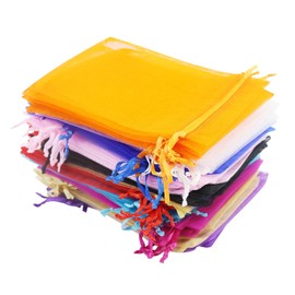 Colorful Transparent Mesh Pouches Package Organza Gift Bags, 100pcs 10x15cm Assorted 10 Color With Drawstring Jewellery, for Wedding Party Favour Bags Valentine Day Festival
