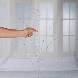 Factory Direct Craft Pack of 4 Silver Glittery Artificial 50" Decorative Twig Sprays