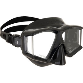 CRESSI Horizon Mask Black/Black - Mask for Diving and Snorkeling Equipped with 4 Separate Tempered Glass Lenses for Uninterrupted Panoramic Vision