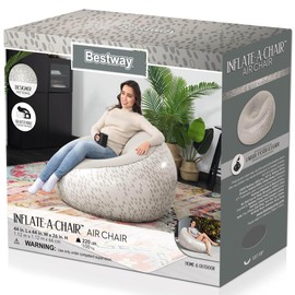 Bestway: Inflate-A-Chair - Assorted Color (Cream Blue OR Red), 44x44x26, Inflatable Air Chair, Indoor-Outdoor Lounge Seating, Adjustable Cushion