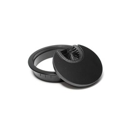 sossai® Cable grommet, cable passage, desk duct with brush for desks, office and worktops, 1 piece, KDM1-BL, design: black, diameter: 60 mm, material: metal
