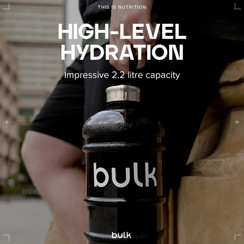 Bulk Half Gallon Water Bottle, Gunmetal Black, 2.2 Litre