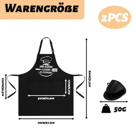 KRYMXAR Kochschürze Herren, Grillschürze für Männer mit praktischem Topfhandschuh, Küchenschürze mit großen Taschen, ideal für Grillen und Kochen