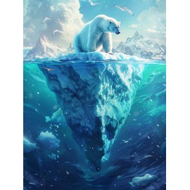 SKRYUIE 5D Polar Bear Diamond Painting Kits - DIY Diamond Art Kits for Adults Arctic, Full Round Drill - Crystal Cross Stitch - Adults Craft for Wall & Office Decor - 12x16 Inch