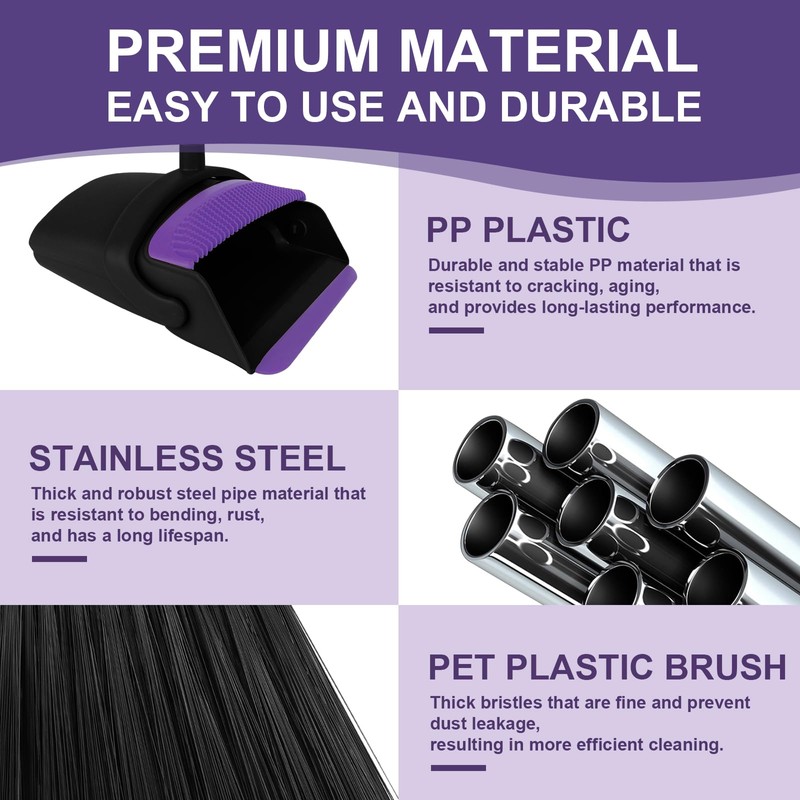 Broom with Dustpan Combo Set and Silicone Air Broom Kit,