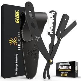 The Cut Factory Men's Straight Razor Professional Barbershop Edge A comfortable, smooth shave.Gift Box Leather Pouch 20 Single Blades.Our blades never fall, black. / The Cut Factory 남성용 스트레이트 면도기 전문 이발소 엣지 편안하고 매끄러운 면도. 선물 상자 가죽 파우치 20개의 싱글 블레이드. 저희 블레이드는 절대 떨어지지, 블랙.