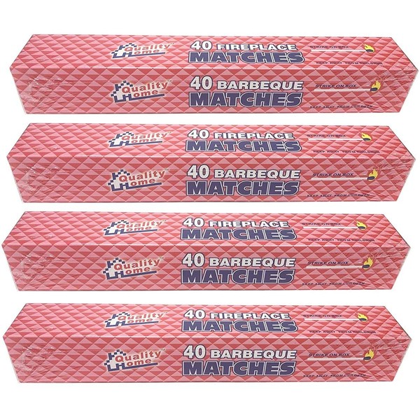 4 Boxes - 11" Fireplace Matches, Long Reach, 160 Matches Total