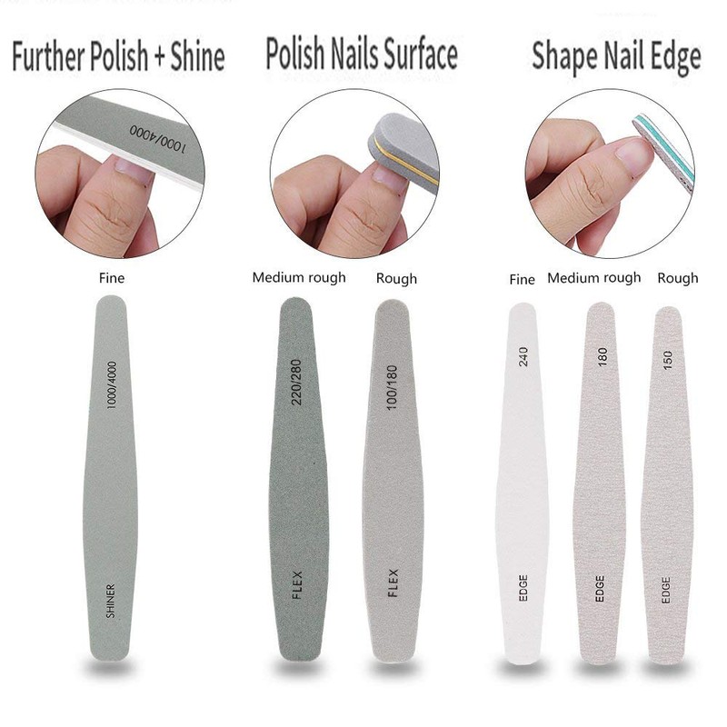 GeekerChip Professional Nail File Set [6 Pieces], Professional Double Sided