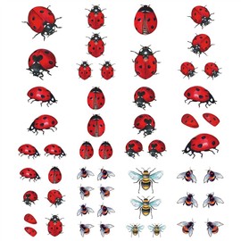 Ladybug Temporary Tattoo Stickers Waterproof Insects Bee Cartoon Hand Arm Shoulders Body Art 10.5X6cm Set of 12 (SF313)