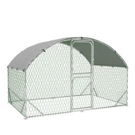 Large Metal Chicken Coop, 9.8'x6.5'x6.5' Outdoor Chicken Runs for Yard with Cover, Dome Roof Walk-in Chicken Cage Rabbit Duck House for Outside, Backyard and Farm.