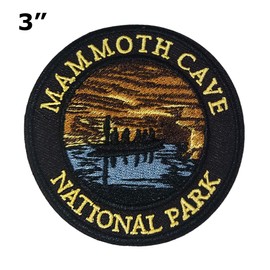 Mammoth Cave National Park 3" Embroidered Patch DIY Iron or Sew-on Decorative Vacation Travel Souvenir Applique Wander Nature Wildlife Hike Trek Camping Explore Mountains Stars Moon Boat Trails