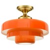 Qepeety Mid Century Ceiling Light Fixtures Orange Chandelier 3-Layer Gold