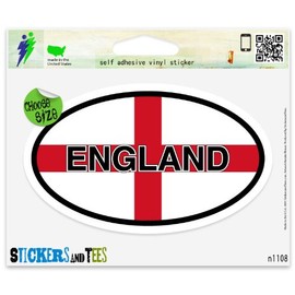 England Flag Oval Vinyl Car Bumper Window Sticker 3" x 2"