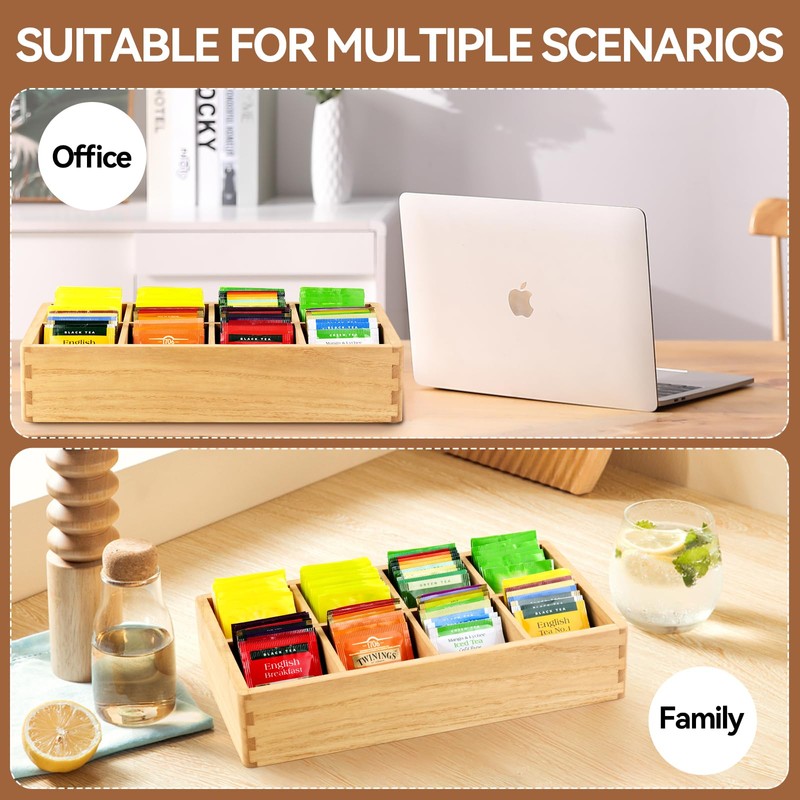 KIRIGEN Wood Tea Bag, Coffee Bag Storage Box, 8 Compartments,